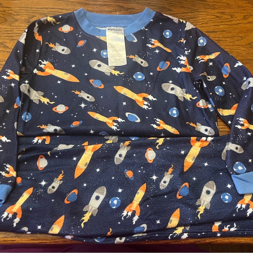 Vibrant Blue and Orange Space Pajama Set